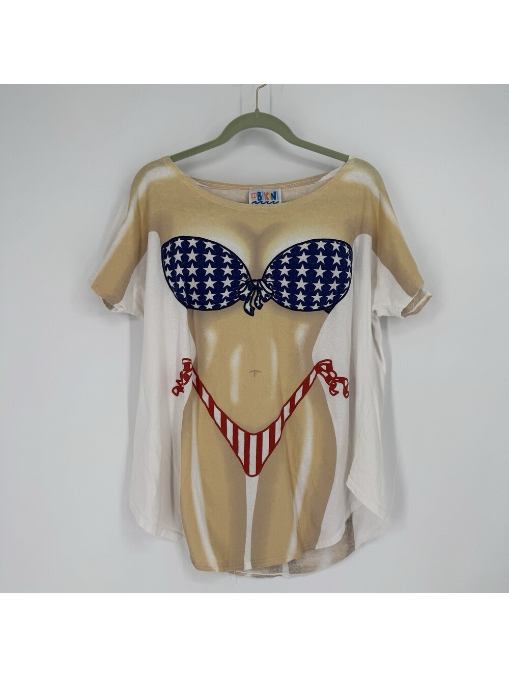 Vintage 90s Y2k one size swim cover up bikini american flag patriotic usa kitsch